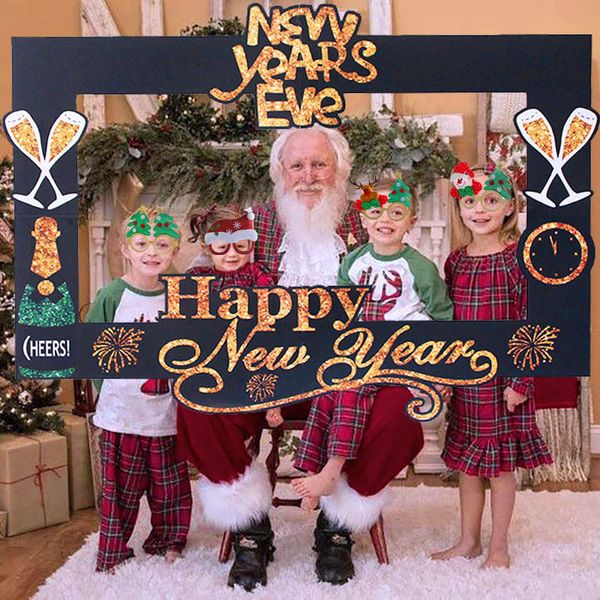 

happy christmas decoration for home gold 2021 balloon arch p booth frame props navidad noel gift new year eve party