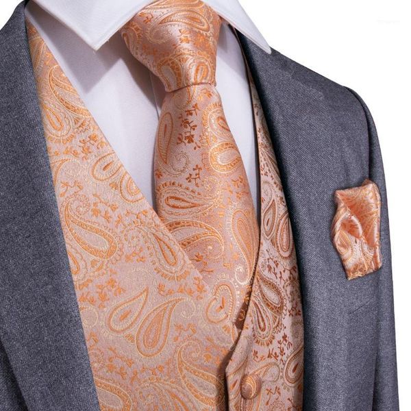 

dibangu orange paisley fashion wedding men 100% silk waistcoat vest ties hanky cufflinks cravat set for suit tuxedo mjtz-1081, Black;white