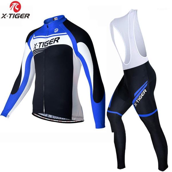 

x-tiger spring long sleeve cycling jersey set mtb bicycle clothing bicycle maillot ropa ciclismo mans bike clothes cycling set1, Black;blue