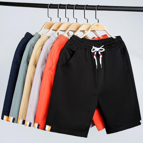

summer men's shorts casual loose sports shorts knit straight cotton short pants beach board, White;black