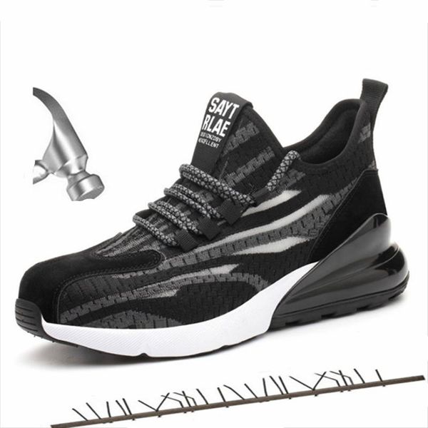 

female safety shoes for men steel toe boot air cushioning shoe indestructible boots anti-slip designer shoes, Black