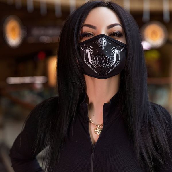 

skull print party big face mask punk dustproof women men cosplay mouth masks decorations supplies mascarilla #m