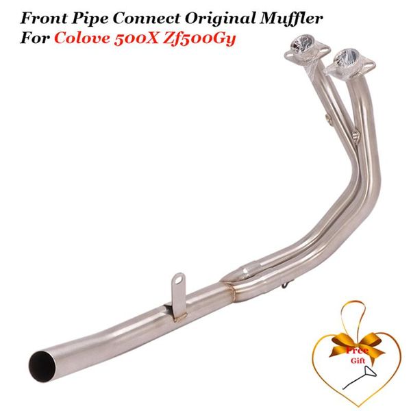 

motorcycle exhaust system for colove 500x zf500gy pipe link modified stainless steel front connect original muffler