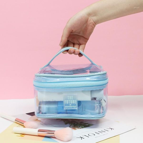 

2020 new ladies cosmetic bag fashion transparent waterproof large capacity simple wash storage bag women's casual1