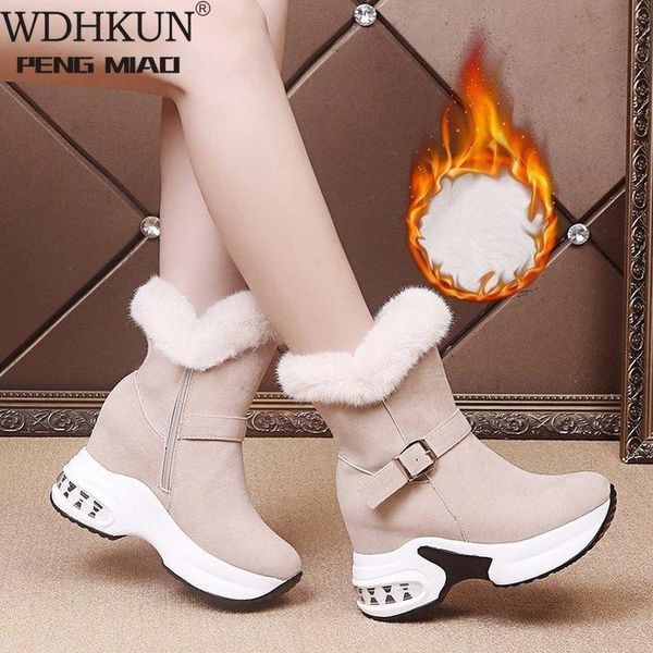 

women winter warm fur sneakers platform snow boots women 2020 ankle boots female causal shoes ankle for, Black
