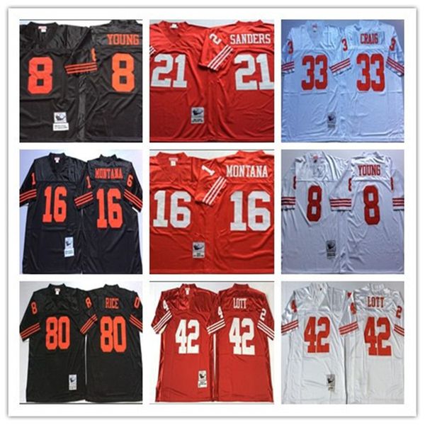 

ncaa vintage 75th jerseys joe montana roger craig deion sanders ronnie lott tom rathman rice clark mens jersey 100% stitched, Black