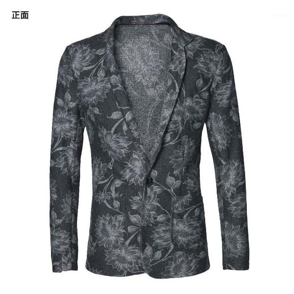 

autumn and winter woollen men's slim suit men's printed casual blazer cardigan suit coat f7007-21, White;black