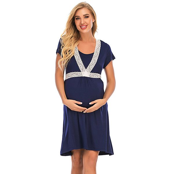 

promotion modal home wear maternity lactation outfit lace home dress evening dress casual and comfortable home dress wholesale, Black;red
