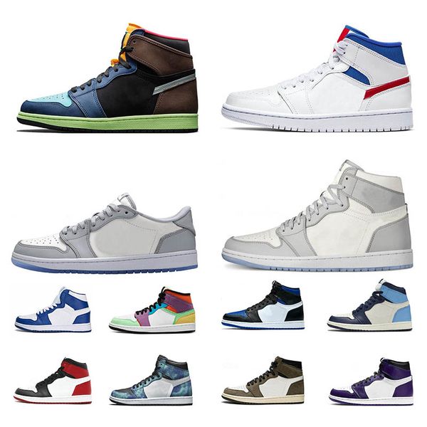 

1 1s women men basketball shoes multi obsidian court purple chicago fragment camo pack shadow unc shattered tie dye shoe sports sneakers