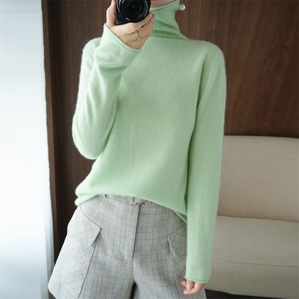 

adohon woman winter 100% cashmere sweaters autumn knitted pullovers warm female thickening turtleneck 201130, White;black