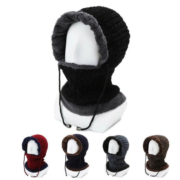 

winter sports cap cycling headwear thermal fleece hats scarf warmer men women windproof running skiing bike caps, Black