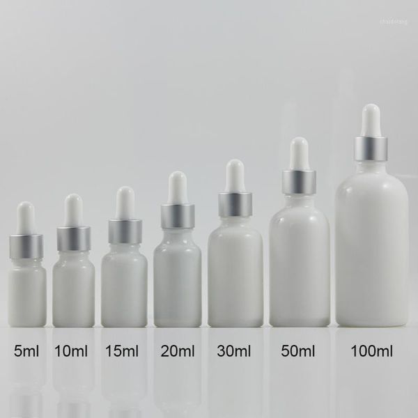 

white 15ml dropper bottle,luxury essential oil packaging with silver cap1