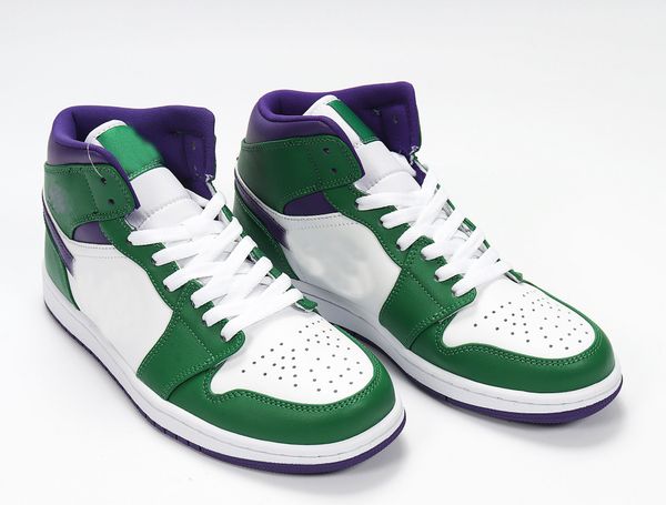 

boys basketball shoes jumpman 1 mid incredible lulk 554724-300 aloe verde court purple white designer trainers schuhe basketball sneakers