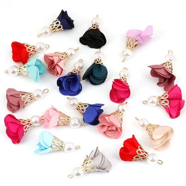 

40pc chiffon cloth pearl flower tassels jewelry diy craft supplies fringe bracelet necklace earring accessories mini tassel h sqcydo