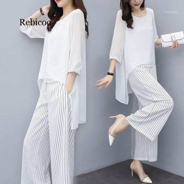 

chiffon pantsuits women pant suits for mother of the bride outfit formal wedding guest striped wide leg loose 3 piece sets1, Gray