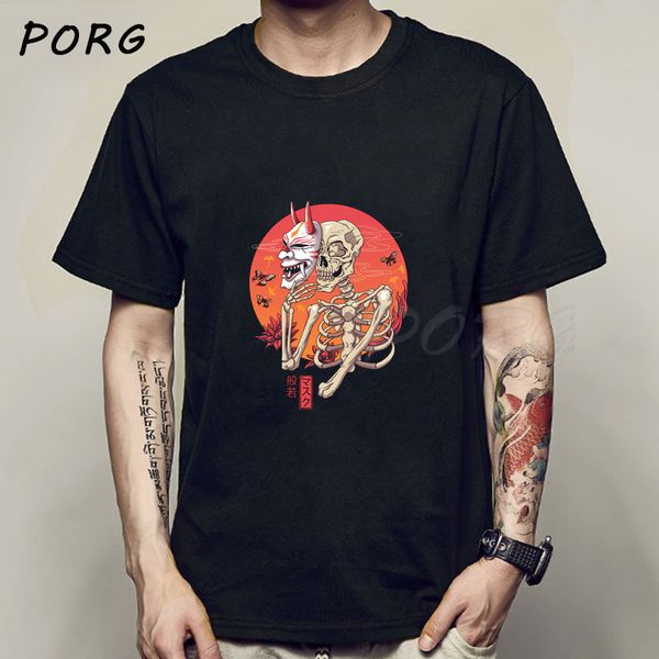 

hannya yokai skull vintage tshirt casual hipster funny harajuku aesthetic tee oversized graphic tees hooded sweatshirt hoodie men t shirt