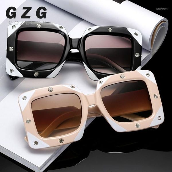 

2020 new italian big frame square diamond sunglasses women men vintage oversized sun glasses female male shades1, White;black