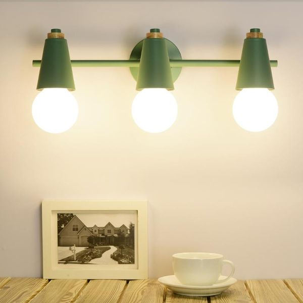 

wall lamp nordic led mirror light wooden lights bedside e27 sconce modern for bathroom make up dressing room fixtures