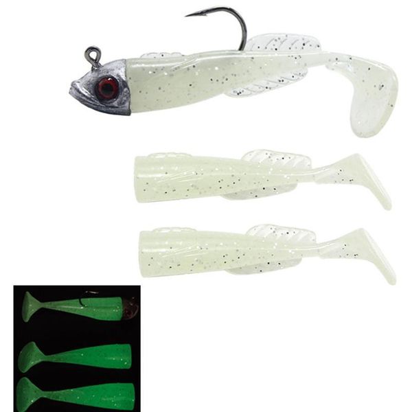 

2 replacement lure jigging soft bait fishing lures 5.6cm 7.6g diy lead head jig fish t tail sea bass lure fishin jllhth