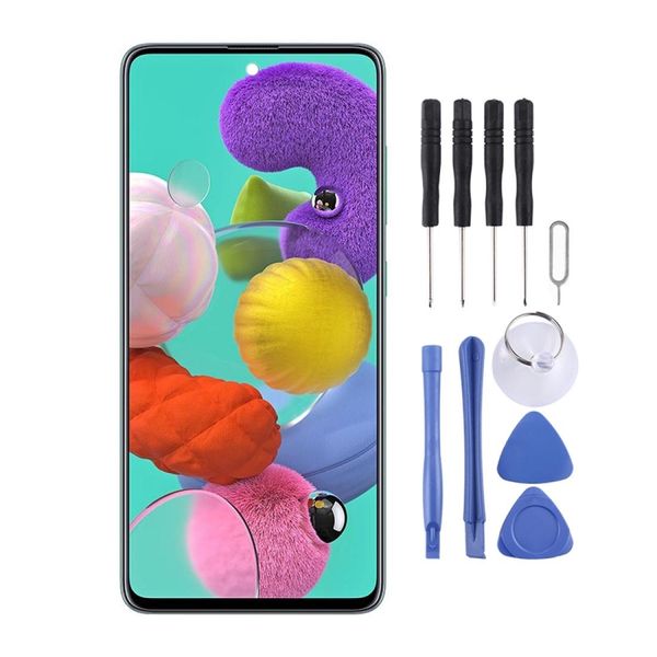 

original super amoled material lcd screen and digitizer full assembly with frame for galaxy a51