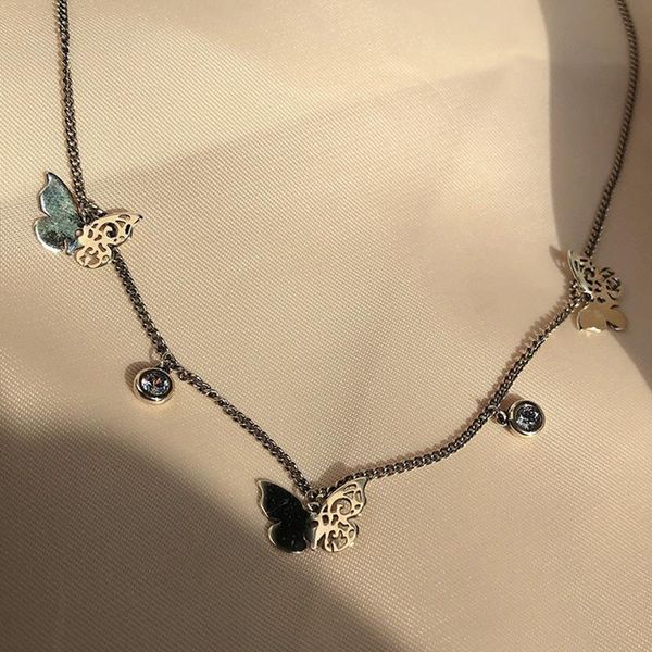 

butterfly cubic zirconia handmade clavicle chain thai silver color short necklace for women girls luxury dainty jewelry