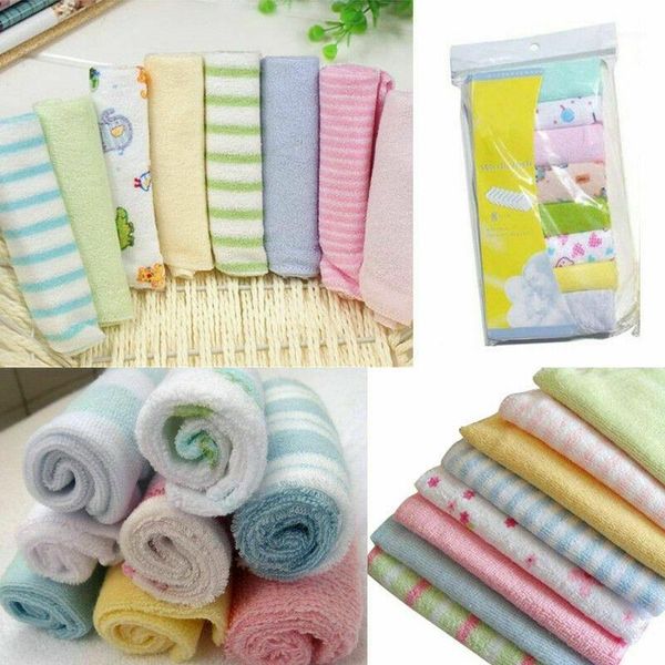 

2020 8pcs/pack new baby boys girls bibs saliva towel newborn face washers hand towel cotton feeding wipe wash cloth random color1