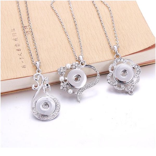 

snap jewelry boom life snap buttons necklaces link chain 60cm with crystal pendant fit 18/20mm snap buttons jewe bbyjqu, Silver