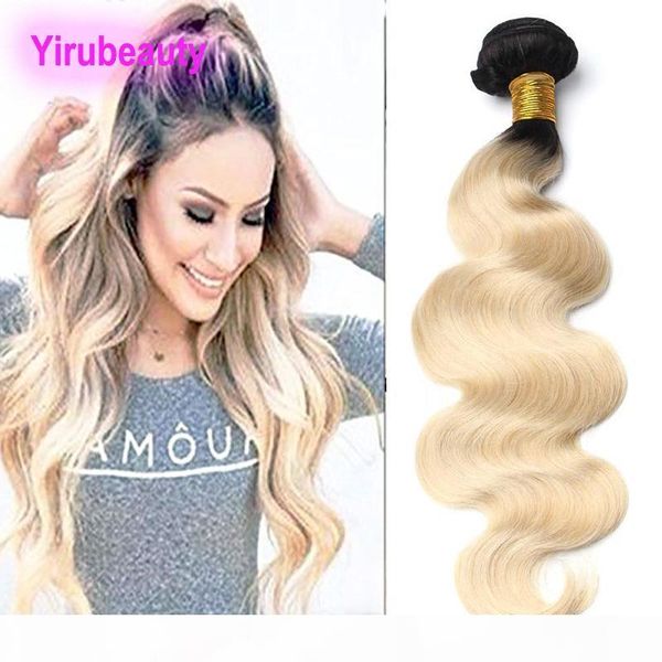 

indian virgin hair 1b 613 two tones body wave one bundle 1b 613 blonde hair wefts wholesale human hair, Black