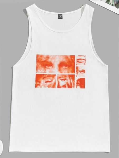 

men figure graphic tank n9rk#, White;black
