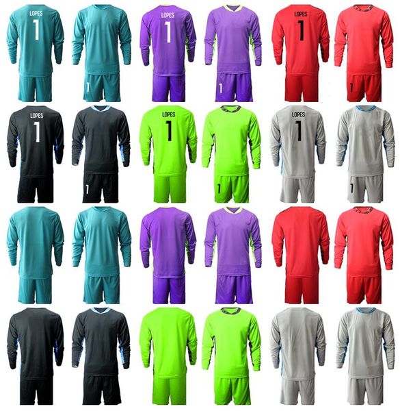 

goalkeeper 1 anthony lopes long sleeve goalie soccer jersey set 30 julian pollersbeck football shirt kits purple black red blue grey l-a