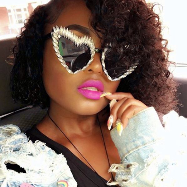 

heart frame sunglasses women rhinestone luxury designer diamond gradual cat sun glasses female shades new female glasses, White;black