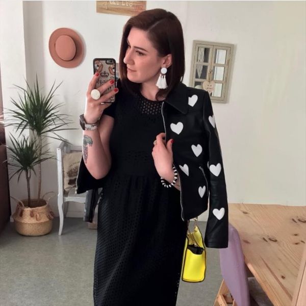 

контраст цвета любовь женщины искусственной кожи pu куртки пальто 2019 осени новой мода молния женских случайных куртки топы, Black