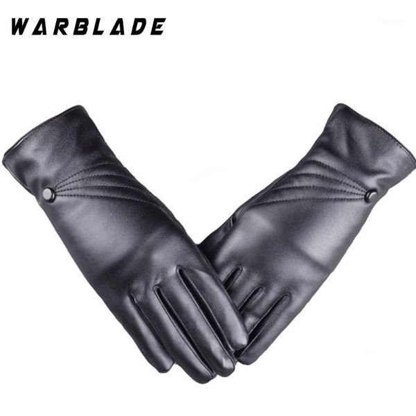 

warblade women warm thick winter gloves leather elegant girls brand mittens size with fur female gloves 20201, Blue;gray