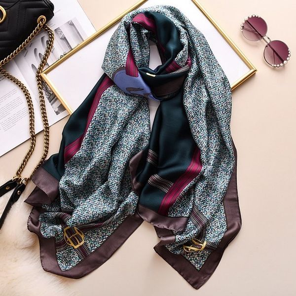 

2020 women fashion scarf beautiful soft silk scarves lady shawls foulard beach hijab female echarpe designer, Blue;gray