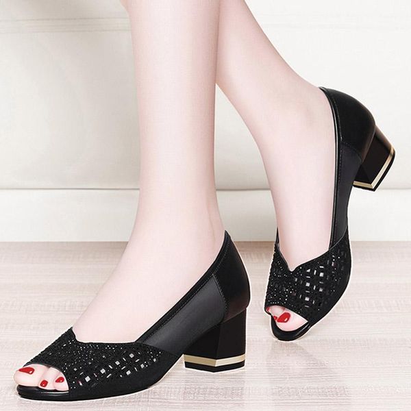

office lady shoes peep toe high heels sandals woman dress shoes open toe pumps summer mesh woman zapatos mujer 75c211, Black