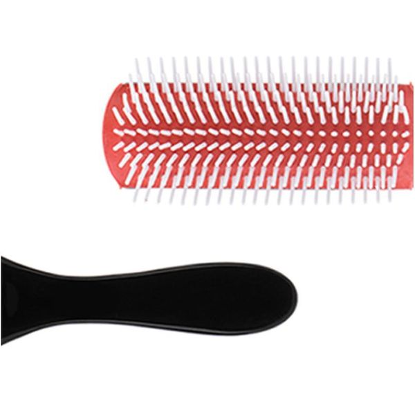 

detangle hair brush 2pc anti-static 9 rows hair brush + double sided hair comb salon hairdressing straight curly h jllvrc, Silver
