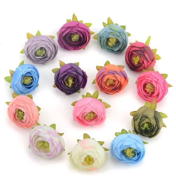 

5pcs high-grade european artificial rose tea bud artificial flower head for wedding car decoration diy scrapbooking fake sqcwcw