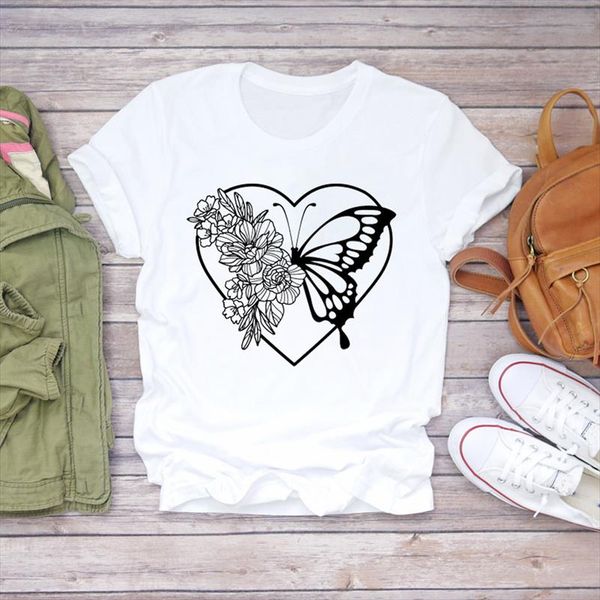 

women t shirts geometric butterfly printing cute fashion womens graphic t ladies print lady shirt female tee shirt, White