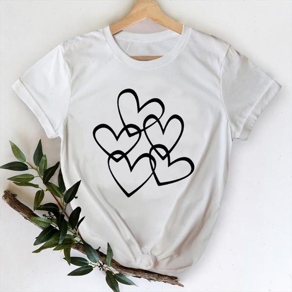 

t shirts for women 2021 geometric love valentine spring summer printing lady print graphic tshirt female tee t shirt, White