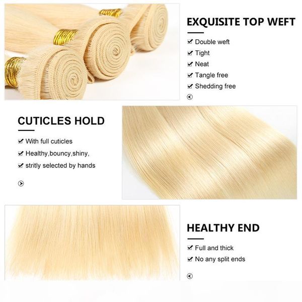 

bleach blonde color 613 hair extensions peruvian indian malaysian straight remy human hair weaves bundles color, Black