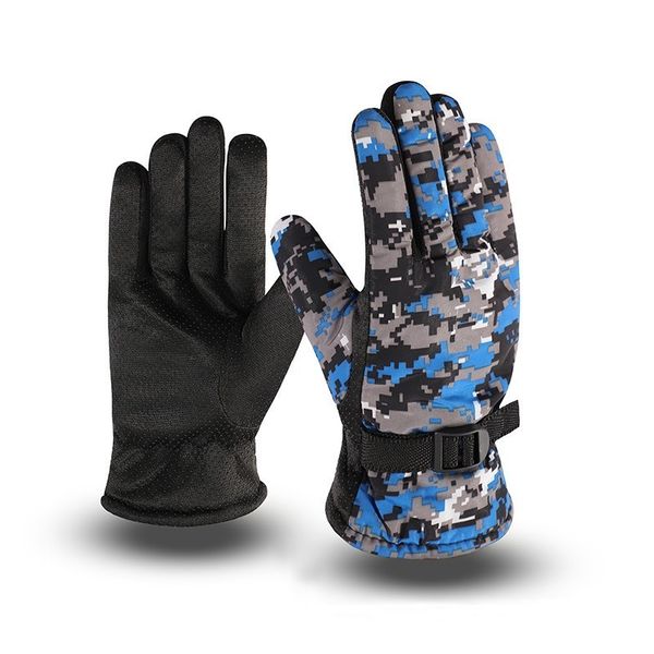 

winter full finger waterproof motorcycle windproof warm anti-slip outdoor skiing cycling riding motocross gloves, Blue;gray