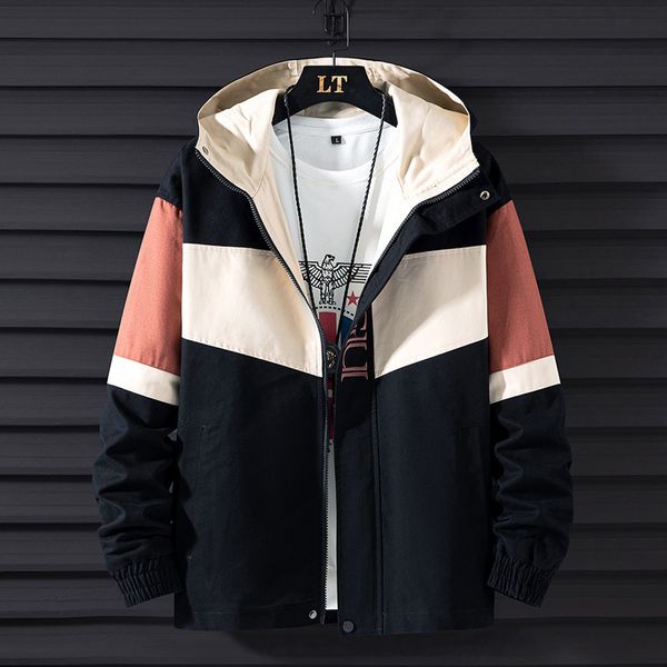 

2020 spring men's korean fashion versatile student's work jacket hooded clothes, Black;brown