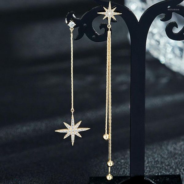 

dangle & chandelier long chain star asymmetric earrings for women vintage crystal big earring wedding jewelry statement 2021 1, Silver