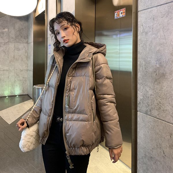 

bright down women's short 2020 new winter korean loose bread student cotton padded jacket, Black