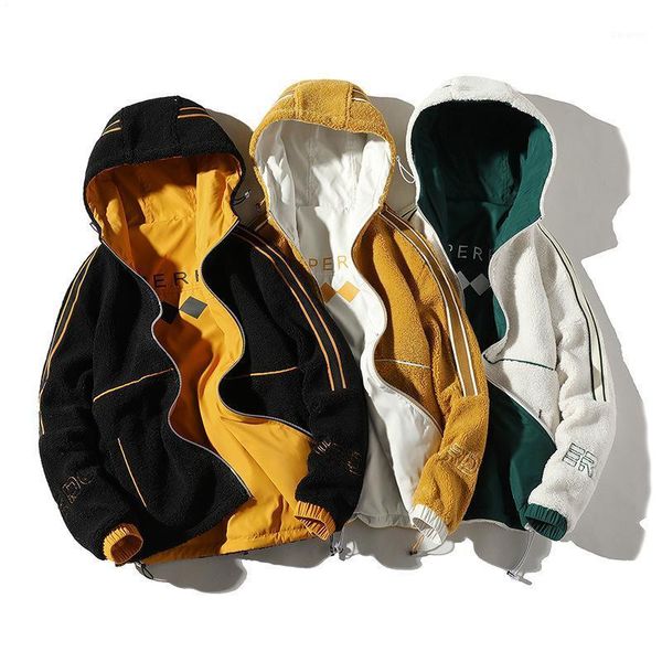 

autumn and winter men thin warm jacket japanese-style brand plus velvet faux cashmere couples both sides wear jacket1, Black