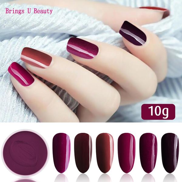 

nail glitter 10g/box very fine 6 in 1 beauty dark purple series dipping powder easy operate long lasting natural dry without lamp cure, Silver;gold