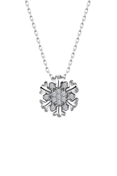 

cubic zirconia certified tiny snowflake 925 sterling silver pendant