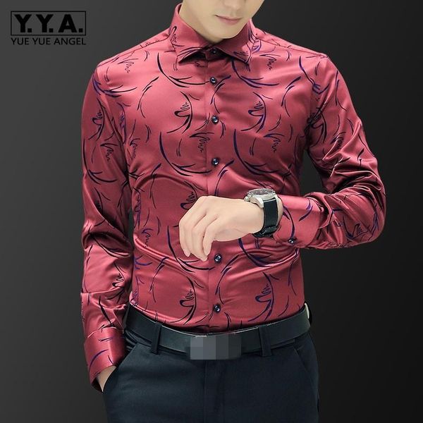 

spring autumn long sleeve shirt men business casual slim fit floral shirts red dark blue single breasted shirt plus size, White;black