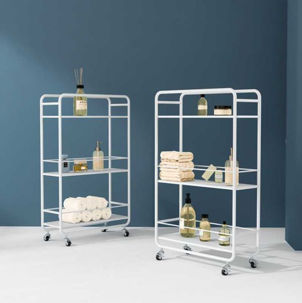 

hooks & rails kitchen refrigerator slotted shelf floor multi layer vegetable storage rack pulley cart slit