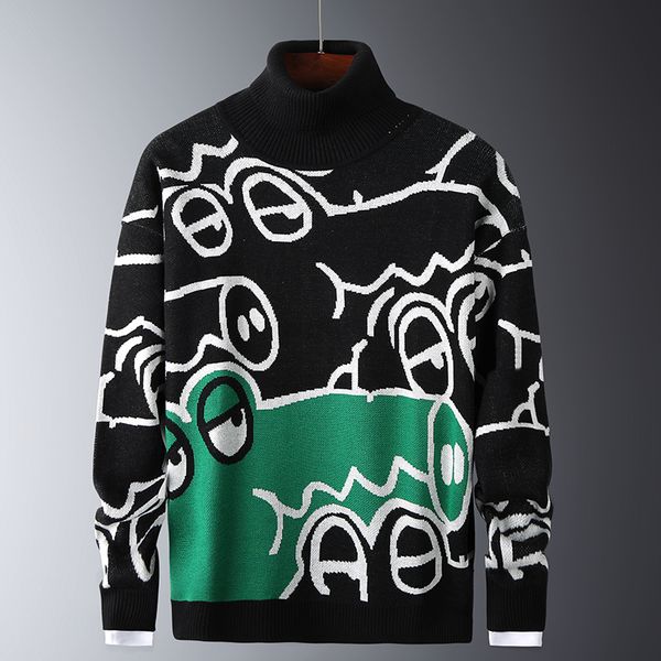 

2021 new mens autumn fit knitted casual slim sweaters cotton long sleeve crocodile pattern male warm pullovers trendy style nmmc, White;black